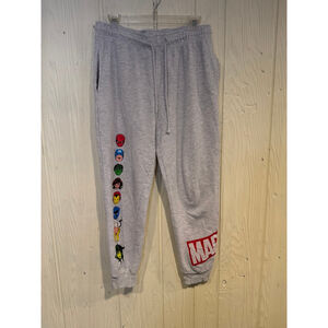 Men's Marvel Gray Sweatpants with Character Graphics Size M